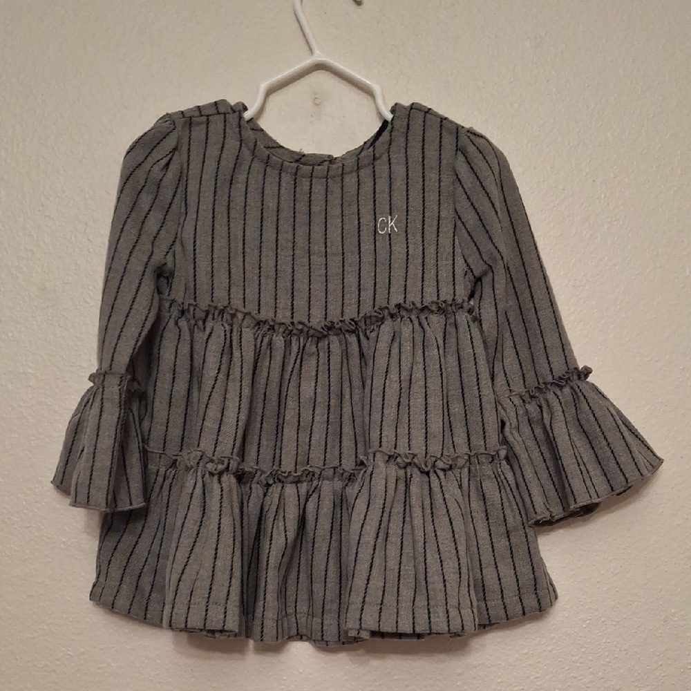Calvin Klein Gray Striped Kids Dress